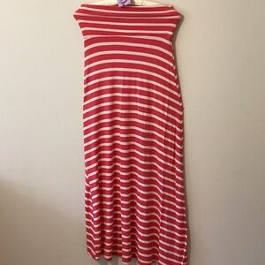 Heart & Hips Red and White Striped Maxi Tube Dress size small.